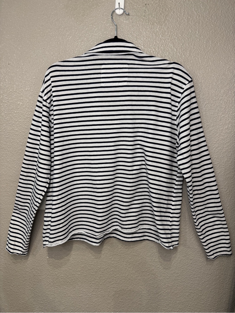 Frank & Eileen Patrick Popover Henley Navy White Stripe M - Picture 2 of 5